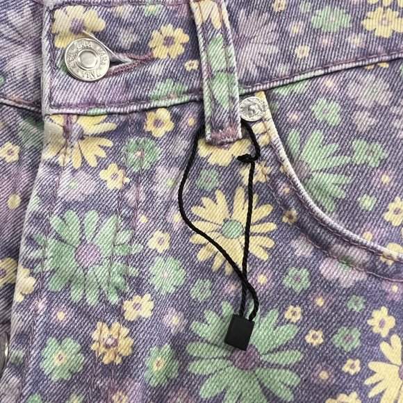 NEW! ZARA Floral High Waisted Denim 70s Shorts Lilac, Size US 04 (EU 36) - Picture 14 of 16